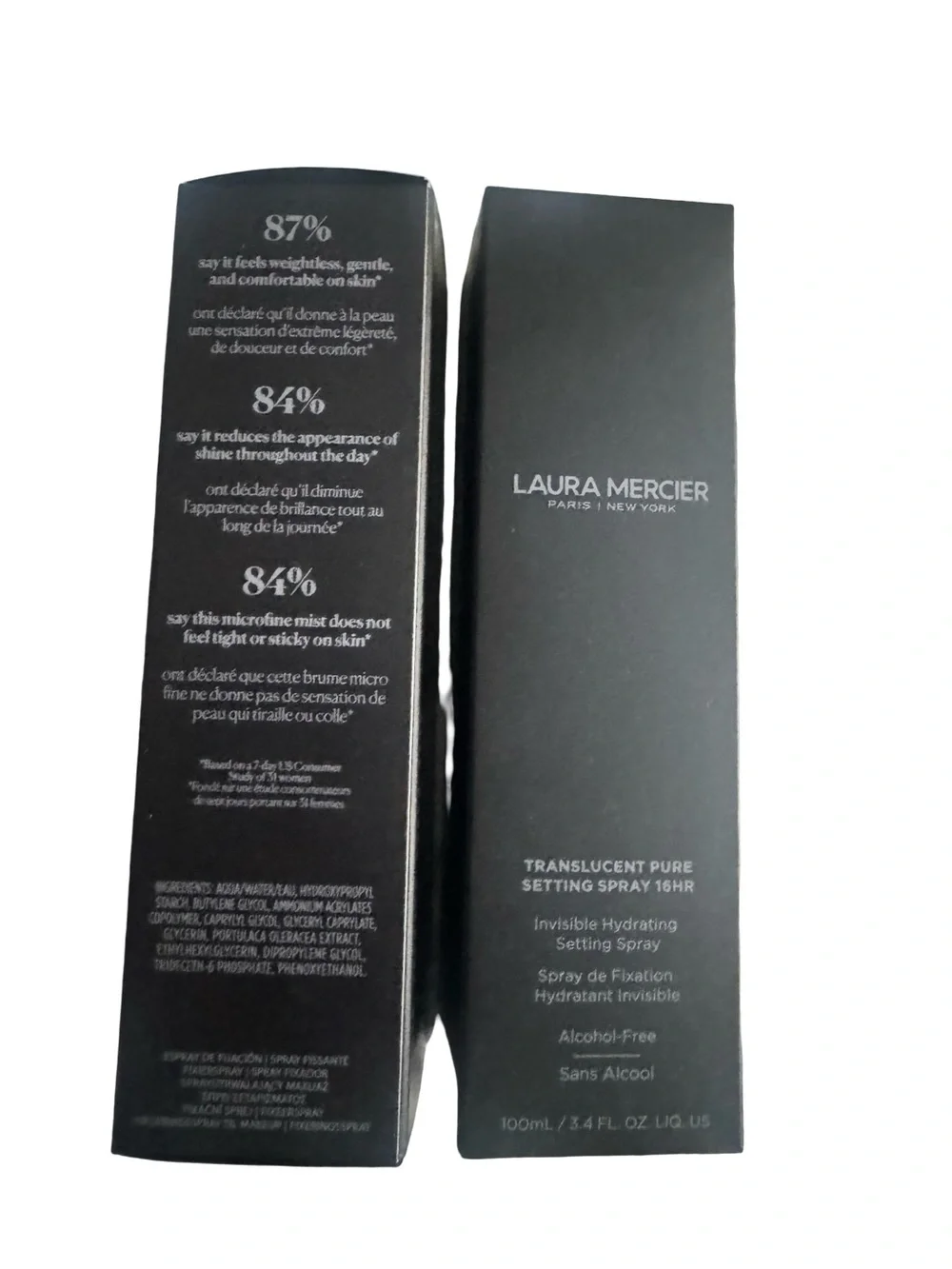 laura mercier Black Translucent Pure Setting Spray Packaging